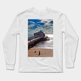 Bournemouth Pier And Beach Dorset England Long Sleeve T-Shirt